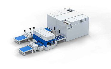 Spray coating line with rack drying system from BÜRKLE Spray coating line with rack drying system from BÜRKLE
